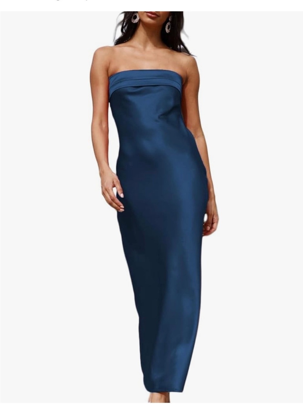 Strapless royal blue Satin Dress